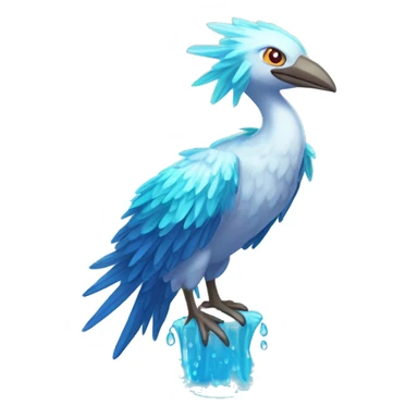 Wet dripping watery Cool Cute Fantasy legendary sea-bird ocean-water-type-Hydro-Phoenix-avian Fakemon full body sticker