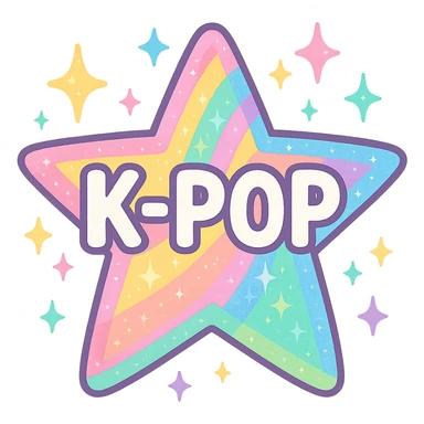 kpop fan star with pastel rainbow and sparkles, fun and colorful sticker