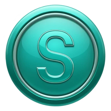Create a custom emoji badge featuring a stylized, glossy letter “S”. Use the Platinum rank style from League of Legends: teal-green metallics, reflective surfaces, and a futuristic elegant frame. Vibrant and high readability.
 sticker
