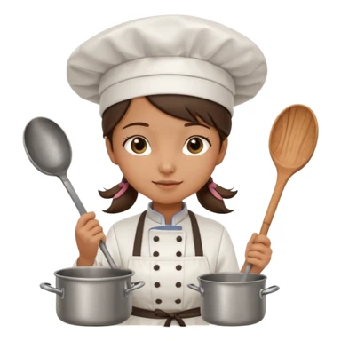 girl chef, stirring a pot sticker
