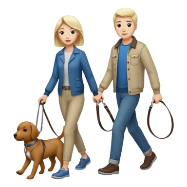 Woman walking a man on a leash sticker