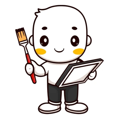artist with palette and paintbrushes sticker