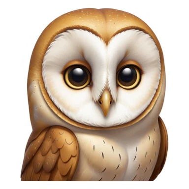 Cinematic Deep Thought Barn Owl Portrait Emoji, Head held high with a serene, contemplative gaze, showcasing its beautifully patterned plumage of white and brown, with eyes deeply focused as if pondering ancient secrets, Simplified yet majestically refined features, highly detailed, glowing with a soft, introspective light, high shine, poised and pensive, stylized with an air of profound wisdom, capturing the essence of an owl immersed in deep thought, so thoughtful it feels like it could silently whisper timeless wisdom from beyond the screen! sticker