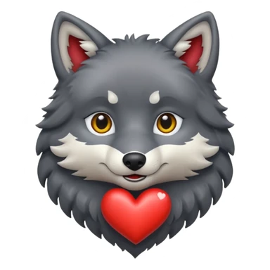 cute dark grey wolf inside heart sticker