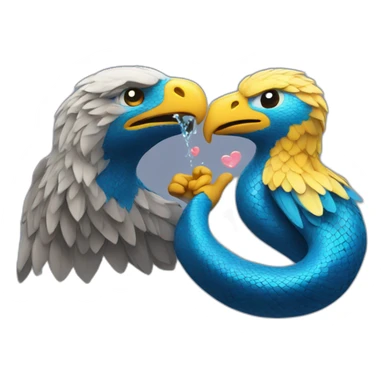 blue snake and eagle in love sticker