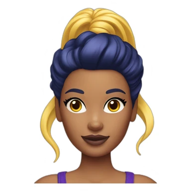 barbie girl with skin in navy blue color and purple-yellow hairs sticker