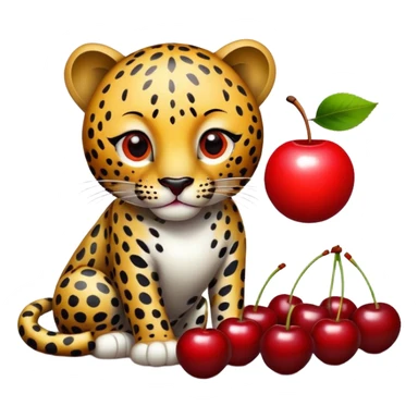 Leopard with cherries and an 8 ball￼ sticker