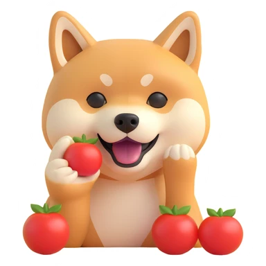 shiba inu eating tomatoes sticker