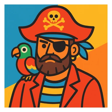 pirate with eye patch and parrot sticker