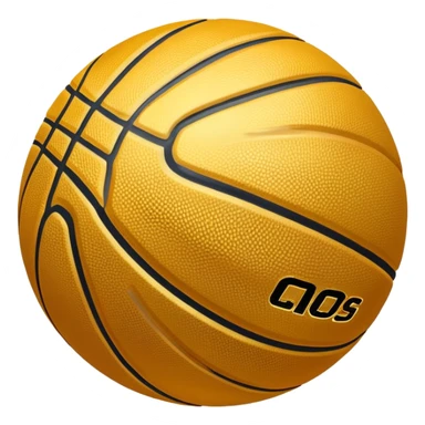 a golden basketball with classic black lines, shiny gold metal texture sticker
