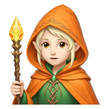 Mage elf with glowing orange staff sticker