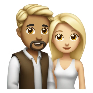 kiss-kiss with a girl who has hair highlights of blonde and brown and she’s white and a guy with a goatee and black hair also white sticker
