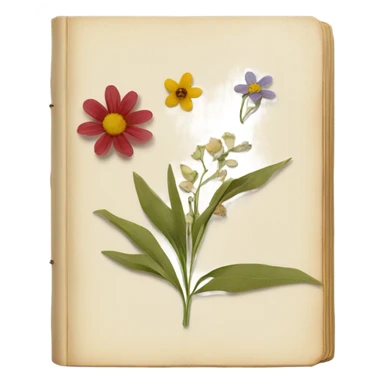 book with some pressed flowers on the pages realistic flowers pressing sticker
