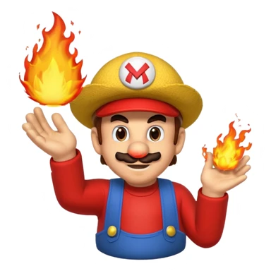 Fire power Mario throwing a fireball with a Jamaican hat  sticker