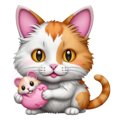 A cat holding a dead mouse sticker