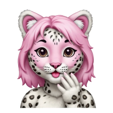 Anthropomorphic snow-leopard girl blowing kisses sticker