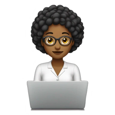mujer pelo negro medio largo liso creadora de contenidondo en laptop sticker