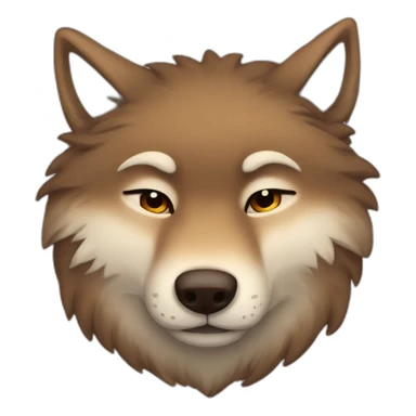 Brown cute Wolf furry sleeping sticker