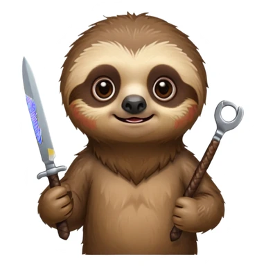 Cute little sloth holding a knife but looking evil sticker