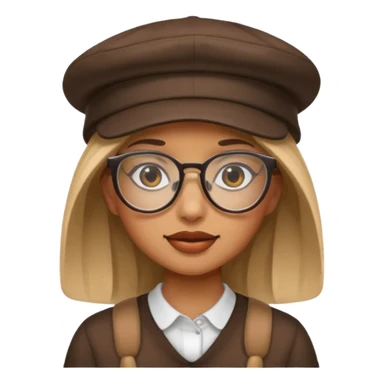 hatted girl with glasses sticker