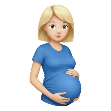 Blonde pregnant woman wearing a blue T-shirt like this emoji🤰🏼 sticker