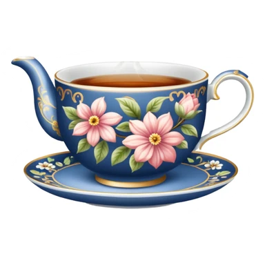 A pretty teacup with hot tea  sticker