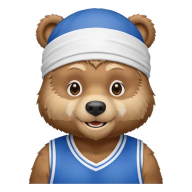 cute Russian grizzly bear wearing a white durag and a blue basketball jersey sticker