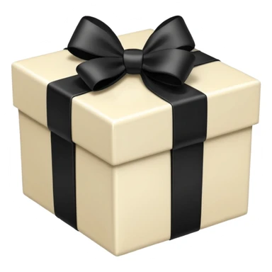square ivory gift box present with a black bow sticker