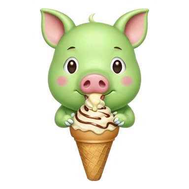 green pig with ice cream sticker