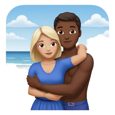 Metis black Man and white woman hug love on beach sticker