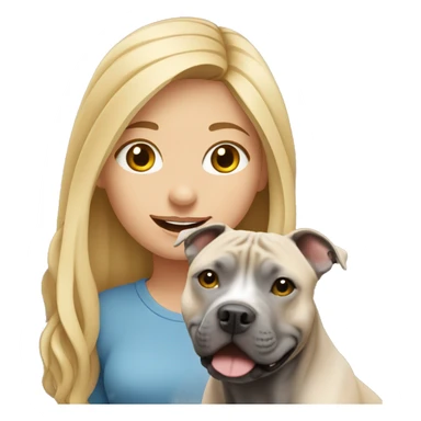 Blonde girl with gray american staffordshire terrier sticker