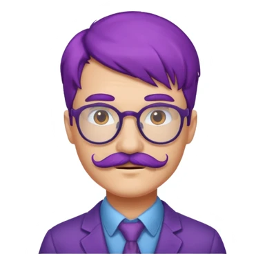 mustached purple haired spectacled sticker