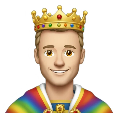 Jonathan Toews as a rainbow king with a royal robe on sticker