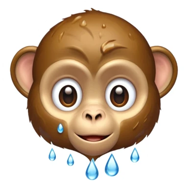 Monkey emoji water drop emoji sticker