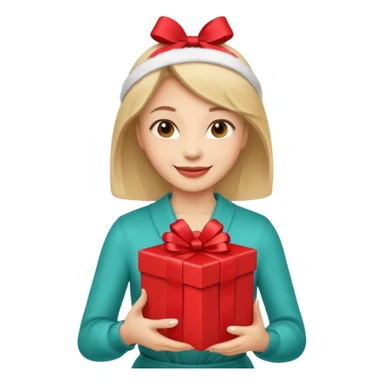 woman courier holding gift box sticker