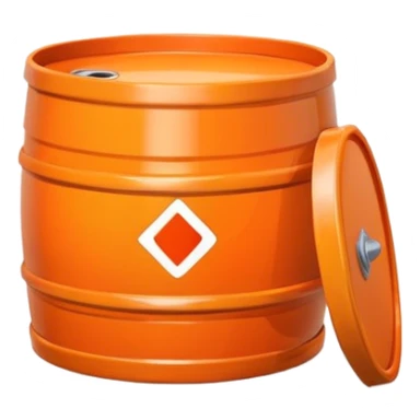 orange road construction barrel with shiny plastic appearance sticker