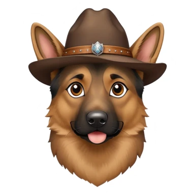 German shepherd with cowboy hat sticker