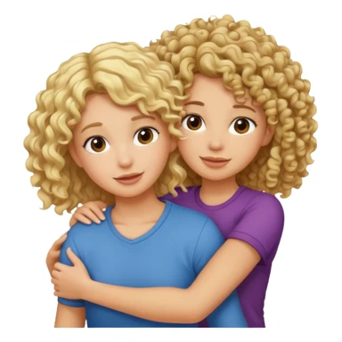 A blonde girl piggybacking on top of her curly-haired brunette friend sticker