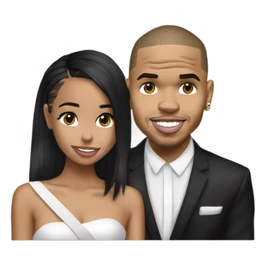 Hyper Realistic Chris Brown  Karruche Tran romantic photo  sticker
