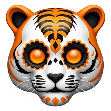 skeleton tiger face with Day of the Dead sugar skull decoration for Twitch emote sticker
