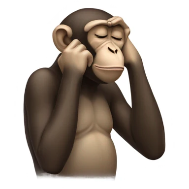 Monkey doing a facepalm with head down and eyes closed sticker