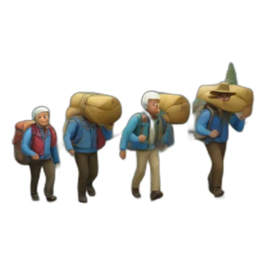 Senderistas hombres caminando por la montaña sticker