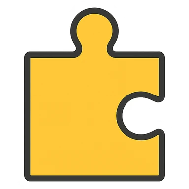 puzzle piece, color outlined icon style, playful and vibrant, black outlines, color fill sticker