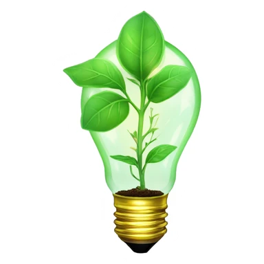 a plant sprout inside a glowing idea lightbulb sticker