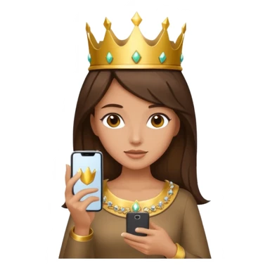 Tan girl brunette hair with a crown on holding phone sticker