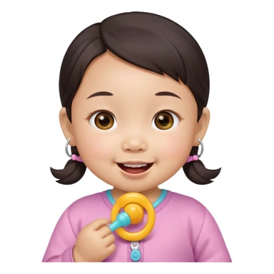 a asian baby girl with pacifier sticker