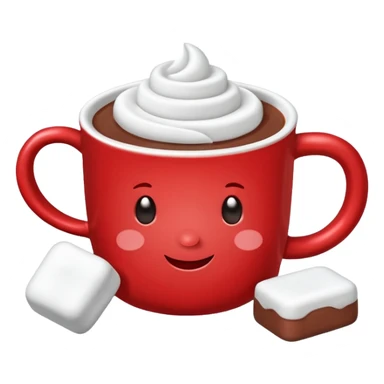 red mug of hot chocolate with marshmallows sticker