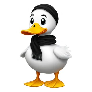 Happy duck that crossed the road and is black. Wearing a scarf sticker