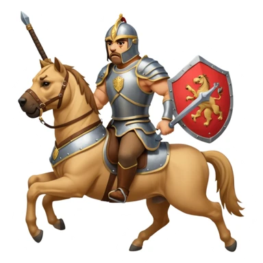 A bullmastiff as a legend with sword and shield on a horse sticker