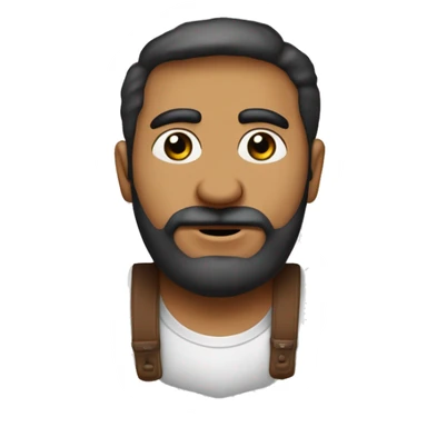 hombre con cabeza rapada delineado de frente al estilo puerto rico y barba corta y delineada. Tiene tez clara, cejas delgadas y ojos marrones. Viste una camiseta blanca de cuello redondo y lleva aretes en ambas orejas. sticker